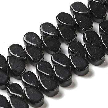 Natural Black Mahogany Obsidian Beads Strands, Teardrop, Top Drilled, 9~10x5~5.5x3.5~4mm, Hole: 0.7mm, about 40~48pcs/strand, 7.09~7.28''(18~18.5cm).