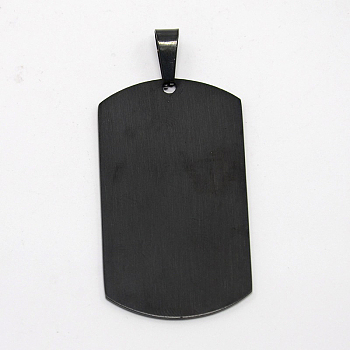 Men's 201 Stainless Steel Big Rectangle Hand Stamping Blank Tag Pendants, Gunmetal, 50x29x1.5mm, Hole: 9x3mm
