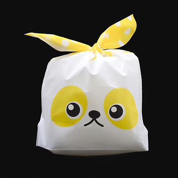 Kawaii Bunny Plastic Candy Bags, Rabbit Ear Bags, Gift Bags, Two-Side Printed, Yellow, 18x10cm