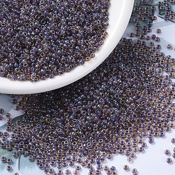 MIYUKI Round Rocailles Beads, Japanese Seed Beads, 11/0, (RR348) Purple Lined Light Topaz Luster, 11/0, 2x1.3mm, Hole: 0.8mm, about 5500pcs/50g