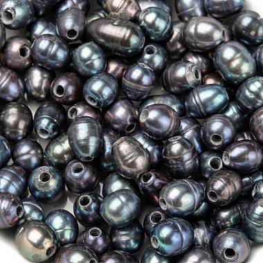 7mm Black Oval Pearl Beads