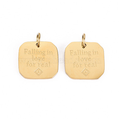 Real 14K Gold Plated Square 316 Surgical Stainless Steel Charms