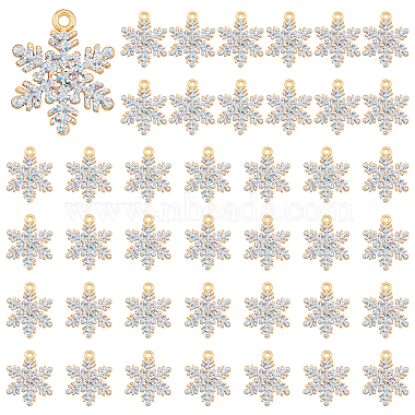Light Gold Snowflake Alloy+Rhinestone Pendants