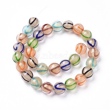 Chapelets de perles vernissées manuelles(LAMP-G140-05G)-2