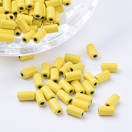 Spray Painted Alloy Beads, Tube, Yellow, 6x3mm, Hole: 1.2mm(PALLOY-G268-N01-016)