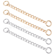 Nbeads 6Pcs 2 Color Custom Aluminum Curb Chain Strap, with Alloy Ring Clasps, Shoes Decorate, Mixed Color, 205x11.5x3mm, 3pcs/color(FIND-NB0001-67)