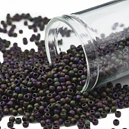 TOHO Round Seed Beads, Japanese Seed Beads, (85F) Frost Metallic Iris Purple, 11/0, 2.2mm, Hole: 0.8mm, about 5555pcs/50g(SEED-XTR11-0085F)
