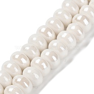 Porcelain Rondelle Beads, Snow, 8.5x5.5mm, Hole: 1.8mm, about 55-60pcs/strand, 33~34cm(PORC-Q001-01K)