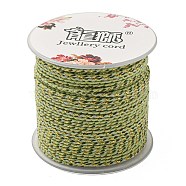 4-Ply Polycotton Cord, Handmade Macrame Cotton Rope, with Gold Wire, for String Wall Hangings Plant Hanger, DIY Craft String Knitting, Yellow Green, 1.5mm, about 21.8 yards(20m)/roll(OCOR-Z003-C27)