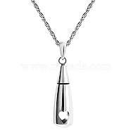 Non-Tarnish 316 Surgical Stainless Steel Pendant Necklaces, Urn Ashes Necklaces, Teardrop, Stainless Steel Color, 19.69 inch(50cm)(PW-WG74635-01)