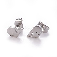 304 Stainless Steel Stud Earrings, Hypoallergenic Earrings, with Ear Nuts/Earring Back, Whale Shape, Stainless Steel Color, 5x8.5mm, Pin: 0.8mm, 12pairs/card(EJEW-F227-19P)