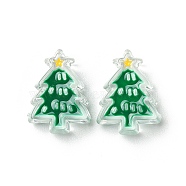 Christmas Decorations Theme Opaque Acrylic Bead with Enamel, Green, Christmas Tree, 23x17x8.5mm, Hole: 3.5mm(X-OACR-Z021-01L)