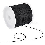 1 Roll Braided Nylon Thread, Chinese Knotting Cord Beading Cord for Beading Jewelry Making, Black, 0.8mm, about 100 yards/roll(NWIR-SC0001-15)