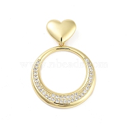 Rack Plating Brass Micro Pave Clear Cubic Zirconia Pendants, Long-Lasting Plated, Lead Free & Cadmium Free, Ring, 39mm, Hole: 4x7.5mm, ring: 31x28.5x3mm(KK-H474-19G-03)