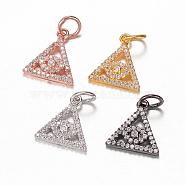 Brass Micro Pave Cubic Zirconia Charms, Eye of Providence, Mixed Color, 14x13x2.5mm, Hole: 4mm(ZIRC-K045-12)