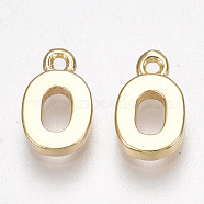 Brass Charms, Nickel Free, Letter, Golden, Letter.O, 8.5x5x1.5mm, Hole: 0.8mm(KK-S350-167O-G-NF)