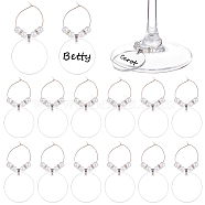 20pcs Acrylic Wine Glass Charms, Goblet Marker, with Brass Wine Glass Charm Rings, Flat Round, White, 65mm(AJEW-BC0003-69)