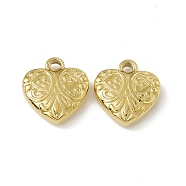 Vacuum Plating 201 Stainless Steel Pendants, Heart Charm, Real 18K Gold Plated, 16x15x4.5mm, Hole: 2mm(STAS-J401-VC720)