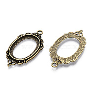 Zinc Alloy Link Cabochon Settings, Bezel Open Back Settings, Cadmium Free & Lead Free, Oval, Antique Bronze, 42.5x23.5x2mm, Hole: 2mm, Tray: 24.5x18.5mm.(PALLOY-WH0001-35AB)