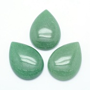 Natural Green Aventurine Cabochons, Drop, 34~35x24~25x6.5~7mm(G-P393-G08)