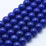 Natural Lapis Lazuli Beads Strands, Grade AA, Round, 8mm, Hole: 1mm, about 46~49pcs/strand, 15.5 inch(39.5cm)(G-P342-01-8mm-AA)