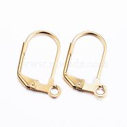 304 Stainless Steel Earrings, Leverback Earring Findings, with Loop, Golden, 18x12x1.5mm, Hole: 2mm, Pin: 0.8mm(STAS-P166-11G)