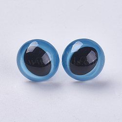 Craft Plastic Doll Eyes, with Pads, Stuffed Toy Eyes, Safety Eyes, Deep Sky Blue, 15mm, Pin: 5.5mm(DIY-WH0045-25H)