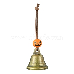 Iron Halloween Witch Bells Pendant Decorations, Door Hanging Ornaments, Antique Bronze, 119mm(HJEW-JM02137)