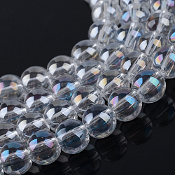 Electroplate Glass Beads Strands, AB Color Plated, Round, Clear AB, 9.5x10.5mm, Hole: 1.5mm, about 82pcs/strand, 29.9 inch(X-EGLA-Q062-10mm-A09)