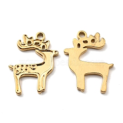 Ion Plating(IP) 304 Stainless Steel Pendants, Manual Polishing, Christmas Reindeer/Stag Charms, Golden, 18x14x1mm, Hole: 1.5mm(STAS-Q248-08G)