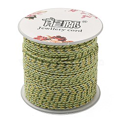 4-Ply Polycotton Cord, Handmade Macrame Cotton Rope, with Gold Wire, for String Wall Hangings Plant Hanger, DIY Craft String Knitting, Yellow Green, 1.5mm, about 21.8 yards(20m)/roll(OCOR-Z003-C27)