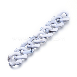 Handmade Acrylic Curb Chains, Twisted Chain, Imitation Gemstone, for Jewelry Making, WhiteSmoke, Link: 31.5x29.5x5.5mm, about 39.37 inch(1m)/strand(AJEW-JB00555-05)