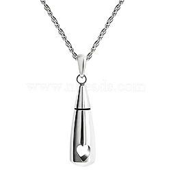 Non-Tarnish 316 Surgical Stainless Steel Pendant Necklaces, Urn Ashes Necklaces, Teardrop, Stainless Steel Color, 19.69 inch(50cm)(PW-WG74635-01)