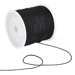 1 Roll Braided Nylon Thread, Chinese Knotting Cord Beading Cord for Beading Jewelry Making, Black, 0.8mm, about 100 yards/roll(NWIR-SC0001-15)