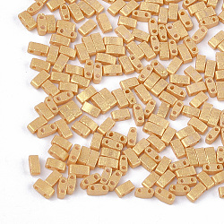 2-Hole Baking Paint Glass Seed Beads, Rectangle, Gold, 4.5~5.5x2x2~2.5mm, Hole: 0.5~0.8mm(SEED-S023-17B-09)