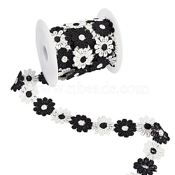 ARRICRAFT Polyester Lace Trim, Daisy Pattern, Black, 1"(25mm), 7.5yards/roll(6.8m/roll)(OCOR-AR0001-03)