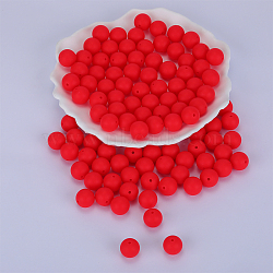 Round Silicone Focal Beads, Chewing Beads For Teethers, DIY Nursing Necklaces Making, Red, 15mm, Hole: 2mm(SI-JX0046A-90)