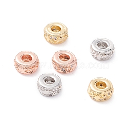Brass Micro Pave Clear Cubic Zirconia Beads, Long-Lasting Plated, Cadmium Free & Lead Free, Rondelle with Star, Mixed Color, 7.5x3.5mm, Hole: 2.8mm(ZIRC-P091-02A-RS)