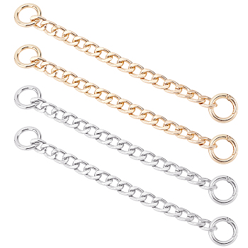 Nbeads 6Pcs 2 Color Custom Aluminum Curb Chain Strap, with Alloy Ring Clasps, Shoes Decorate, Mixed Color, 205x11.5x3mm, 3pcs/color