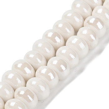 Porcelain Rondelle Beads, Snow, 8.5x5.5mm, Hole: 1.8mm, about 55-60pcs/strand, 33~34cm