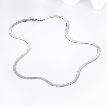 Stainless Steel Herringbone Chain Necklace for Women, Stainless Steel Color, 17-3/4 inch(45cm)