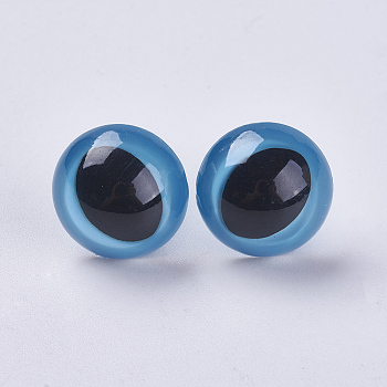 Craft Plastic Doll Eyes, with Pads, Stuffed Toy Eyes, Safety Eyes, Deep Sky Blue, 15mm, Pin: 5.5mm