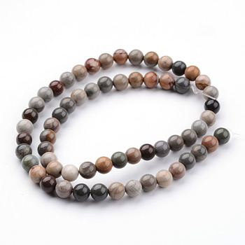 Natural Ocean Jasper Bead Strands, Round, 10mm, Hole: 1mm, about 38pcs/strand, 15 inch