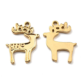 Ion Plating(IP) 304 Stainless Steel Pendants, Manual Polishing, Christmas Reindeer/Stag Charms, Golden, 18x14x1mm, Hole: 1.5mm