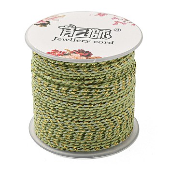 4-Ply Polycotton Cord, Handmade Macrame Cotton Rope, with Gold Wire, for String Wall Hangings Plant Hanger, DIY Craft String Knitting, Yellow Green, 1.5mm, about 21.8 yards(20m)/roll