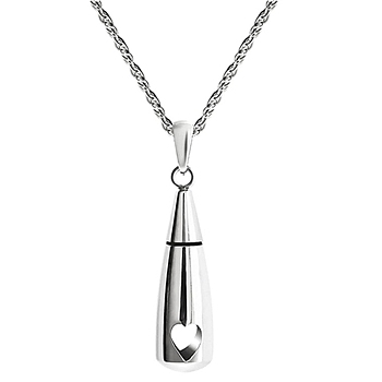 Non-Tarnish 316 Surgical Stainless Steel Pendant Necklaces, Urn Ashes Necklaces, Teardrop, Stainless Steel Color, 19.69 inch(50cm)