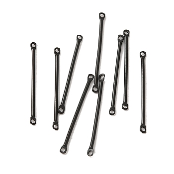 304 Stainless Steel Connector Charms, Bar Links, Electrophoresis Black, 25x2x1mm, Hole: 1mm
