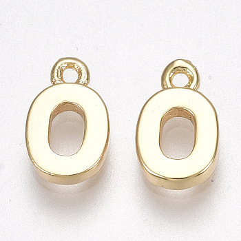Brass Charms, Nickel Free, Letter, Golden, Letter.O, 8.5x5x1.5mm, Hole: 0.8mm