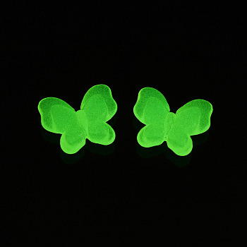 Luminous Acrylic Beads, Glow in the Dark, Butterfly, Green Yellow, 17.5x21x6mm, Hole: 1.8mm, about 415pcs/500g