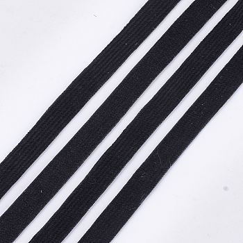 Corduroy Fabric Ribbon, Polyester Ribbon, For DIY Hair Bow Making, Black, 10mm, about 100yard/roll(91.44m/roll)